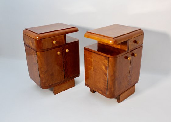 Art Deco Austrian Nightstands Maple, Austria, 1930s, Set of 2-NB-2024788