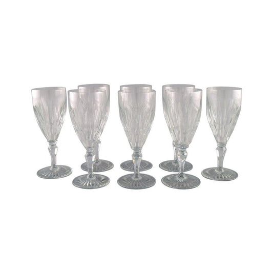 Art Deco Baccarat Red Wine Glasses in Crystal Glass, France, Set of 8