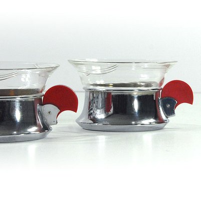 Art Deco Bakelite Handle Glass Cups, 1930s, Set of 6-GIW-1791734