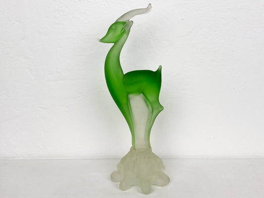 Art Deco Bambi Figure in Satin Murano Glass by Archimede Seguso for Seguso Vetri D’arte, Italy, 1940s