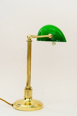 Art Deco Banker Lamp with Green Glass Shade, Vienna, 1920s-SPD-1797977