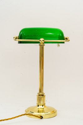 Art Deco Banker Lamp with Green Glass Shade, Vienna, 1920s-SPD-1797977