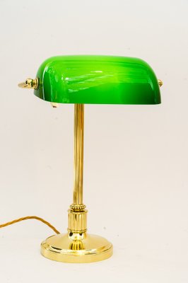 Art Deco Banker Lamp with Green Glass Shade, Vienna, 1920s-SPD-1797977