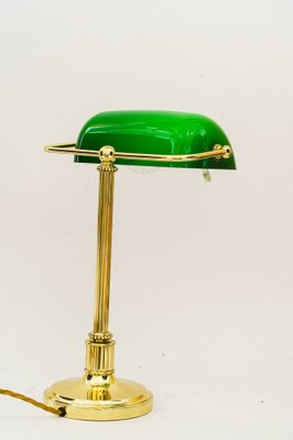 Art Deco Banker Lamp with Green Glass Shade, Vienna, 1920s-SPD-1797977