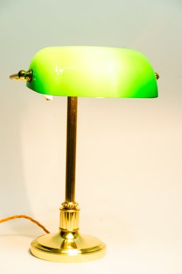 Art Deco Banker Lamp with Green Glass Shade, Vienna, 1920s-SPD-1797977