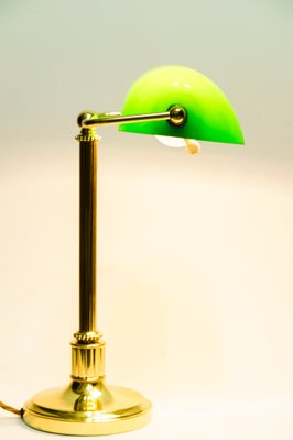 Art Deco Banker Lamp with Green Glass Shade, Vienna, 1920s-SPD-1797977