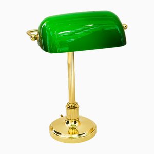 Art Deco Banker Lamp with Green Glass Shade, Vienna, 1920s-SPD-1797977