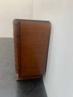 Art Deco Bar Cabinet in Rosewood and Parchment with Top in Black Glass-IJR-997864