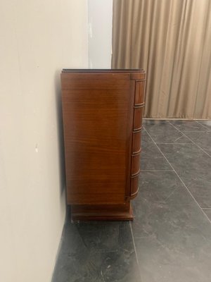 Art Deco Bar Cabinet in Rosewood and Parchment with Top in Black Glass-IJR-997864