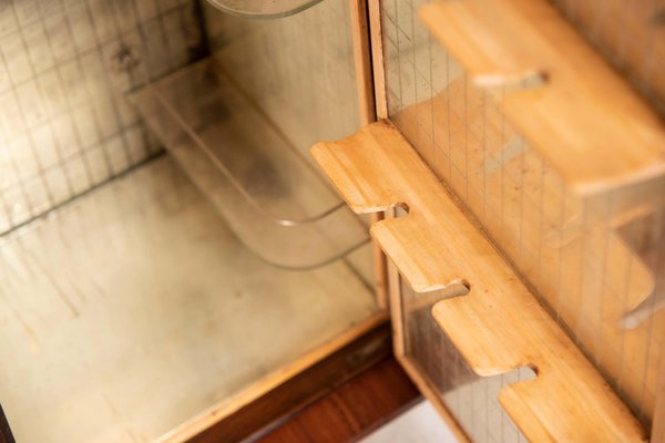 Art Deco Bar Cabinet Sideboard in Wood with Mirrored and Illuminated Interior, 1940s-XDW-1812152