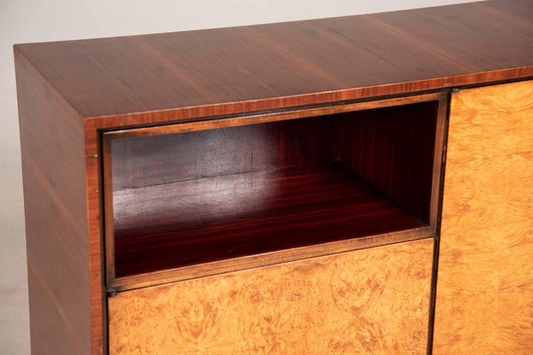 Art Deco Bar Cabinet Sideboard in Wood with Mirrored and Illuminated Interior, 1940s-XDW-1812152