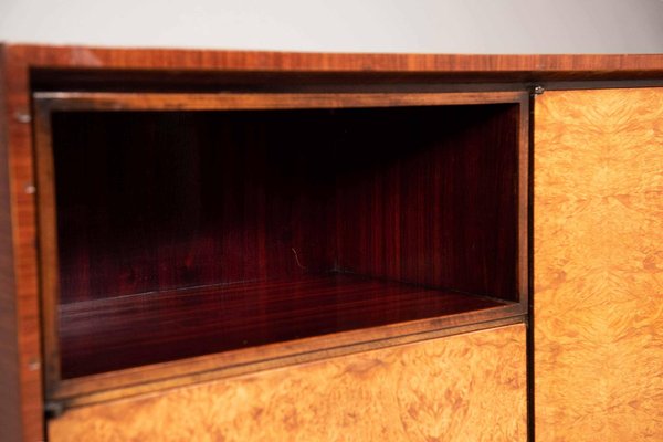 Art Deco Bar Cabinet Sideboard in Wood with Mirrored and Illuminated Interior, 1940s-XDW-1812152