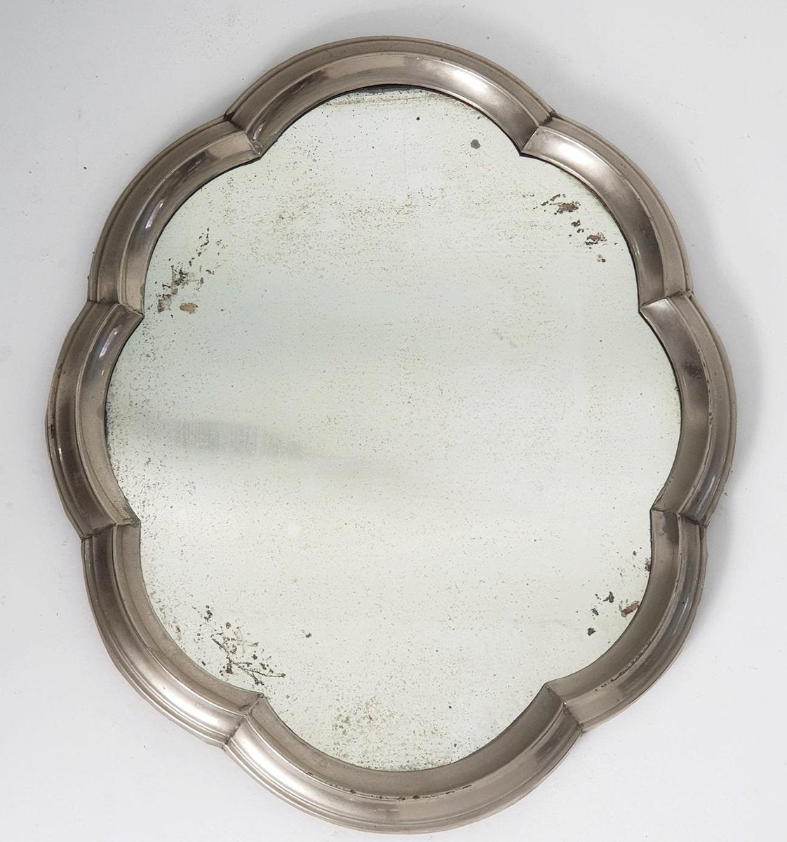 Art Deco Baroque Style Pewter Table Mirror