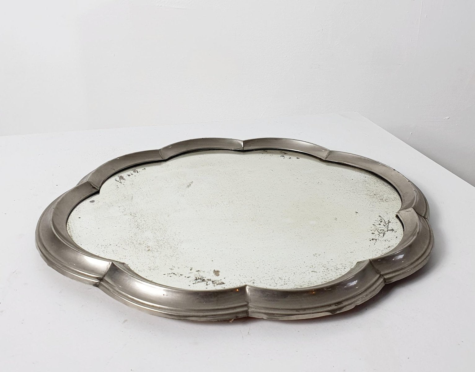 Art Deco Baroque Style Pewter Table Mirror