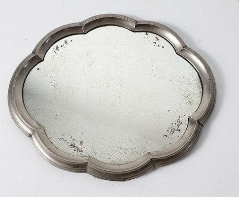 Art Deco Baroque Style Pewter Table Mirror