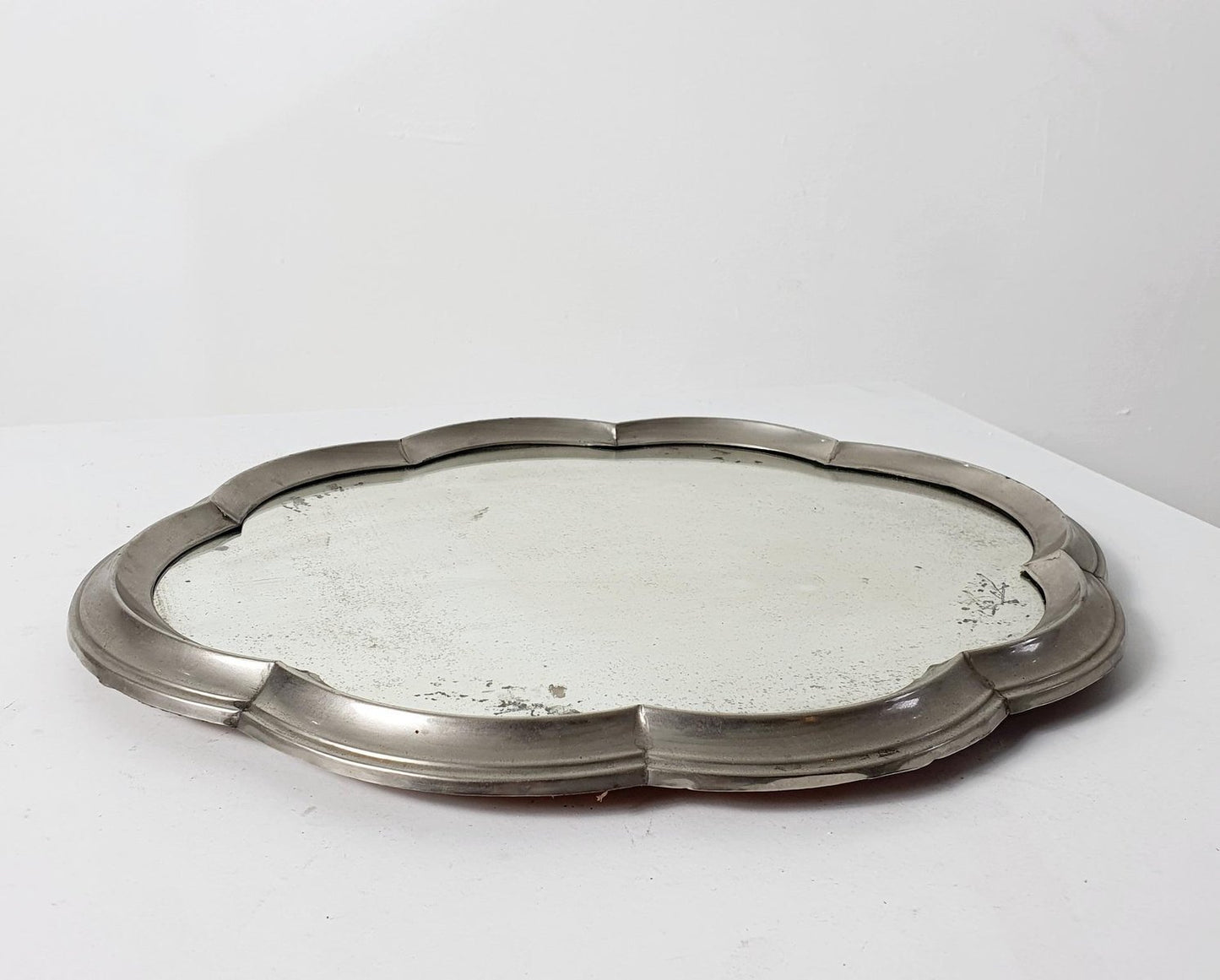 Art Deco Baroque Style Pewter Table Mirror