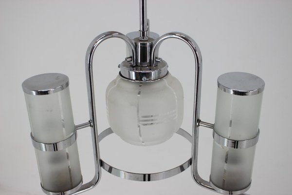 Art Deco Bauhaus Pendant in Chrome and Glass, 1930s-TZ-1259859