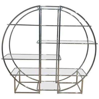 Art Deco Bauhaus Style Shelf in Chromed Steel and Glass, 1950s-NNB-853722