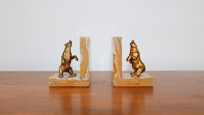 Art Deco Bear Bookends, 1930s, Set of 2-YSY-1294857