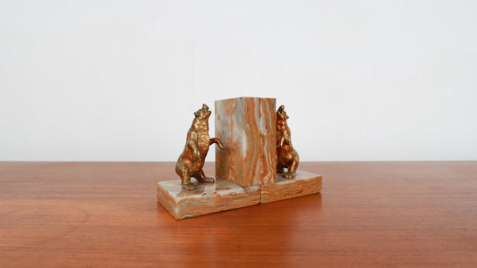 Art Deco Bear Bookends, 1930s, Set of 2