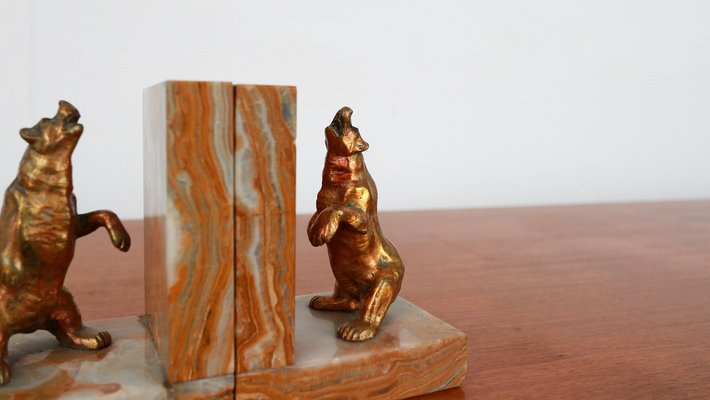 Art Deco Bear Bookends, 1930s, Set of 2-YSY-1294857