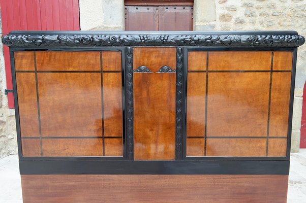 Art Deco Bed in Carved Wood, 1920-XNH-1804668