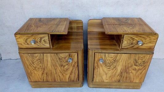 Art Deco Bedside Tables by Jindrich Halabala for Up Závody, 1940s, Set of 2