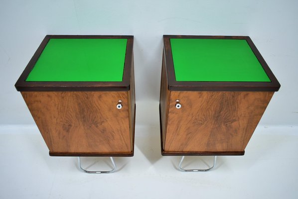 Art Deco Bedside Tables, Czechoslovakia, 1930s, Set of 2-TZ-1728473