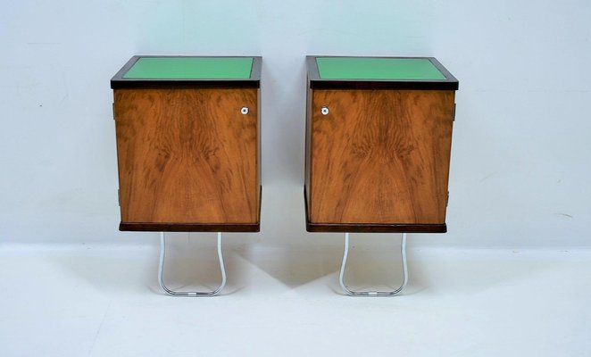 Art Deco Bedside Tables, Czechoslovakia, 1930s, Set of 2-TZ-1728473