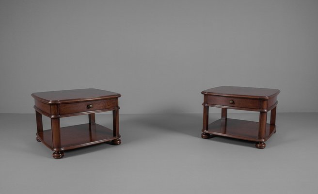 Art Deco Bedside Tables in Mahogany, 1940s, Set of 2-KQB-1448684