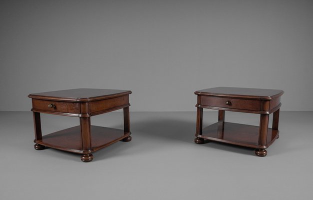 Art Deco Bedside Tables in Mahogany, 1940s, Set of 2-KQB-1448684