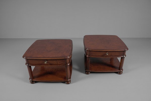 Art Deco Bedside Tables in Mahogany, 1940s, Set of 2-KQB-1448684