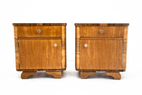 Art Deco Bedside Tables, Poland, 1950s, Set of 2-BXB-1798071