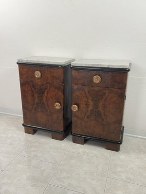 Art Deco Bedside Tables with Marble Tops, 1930s, Set of 2-YST-2020607