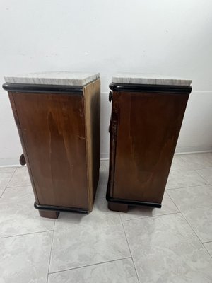 Art Deco Bedside Tables with Marble Tops, 1930s, Set of 2-YST-2020607