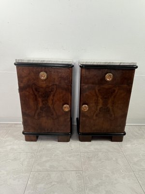 Art Deco Bedside Tables with Marble Tops, 1930s, Set of 2-YST-2020607