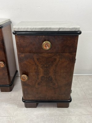 Art Deco Bedside Tables with Marble Tops, 1930s, Set of 2-YST-2020607