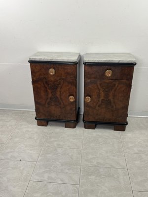 Art Deco Bedside Tables with Marble Tops, 1930s, Set of 2-YST-2020607