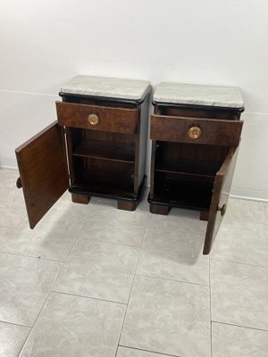 Art Deco Bedside Tables with Marble Tops, 1930s, Set of 2-YST-2020607