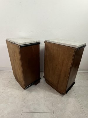 Art Deco Bedside Tables with Marble Tops, 1930s, Set of 2-YST-2020607