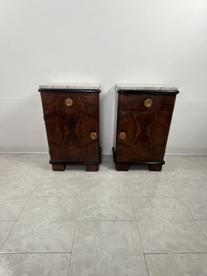 Art Deco Bedside Tables with Marble Tops, 1930s, Set of 2-YST-2020607