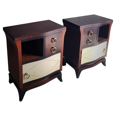 Art Deco Bedside Tables with Parchment Details, France, 1930s, Set of 2-POM-1421333