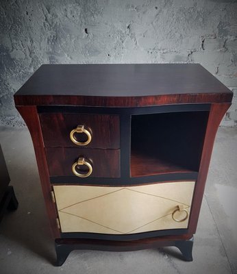 Art Deco Bedside Tables with Parchment Details, France, 1930s, Set of 2-POM-1421333