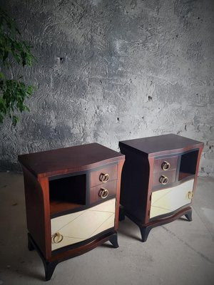 Art Deco Bedside Tables with Parchment Details, France, 1930s, Set of 2-POM-1421333