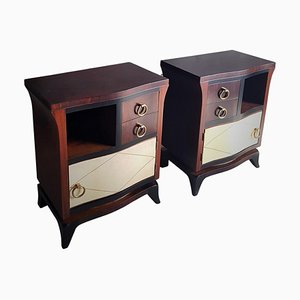 Art Deco Bedside Tables with Parchment Details, France, 1930s, Set of 2-POM-1421333