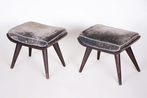 Art Deco Beech Stools, 1920s, Set of 2-WHY-1734482