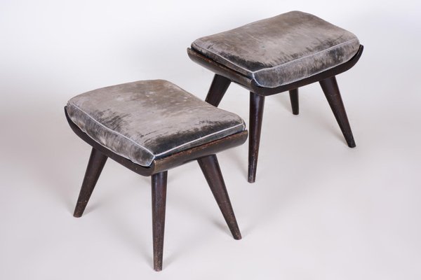 Art Deco Beech Stools, 1920s, Set of 2-WHY-1734482