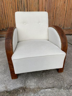 Art Deco Beige Lounge Chair, 1920s-OXJ-1178046