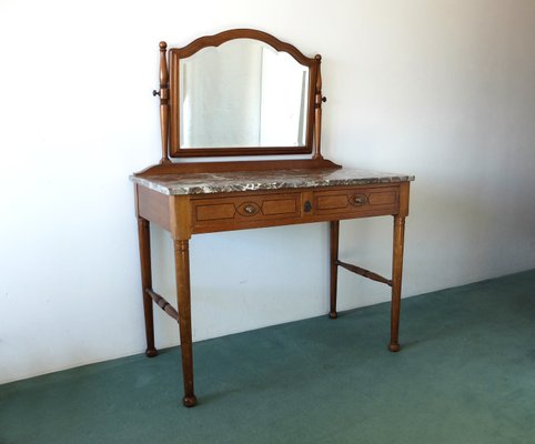 Art Deco Belgian 20th Century Vanity Cabinet with Marquetry, Dresser-ZM-1155186