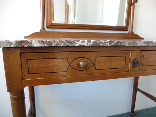 Art Deco Belgian 20th Century Vanity Cabinet with Marquetry, Dresser-ZM-1155186